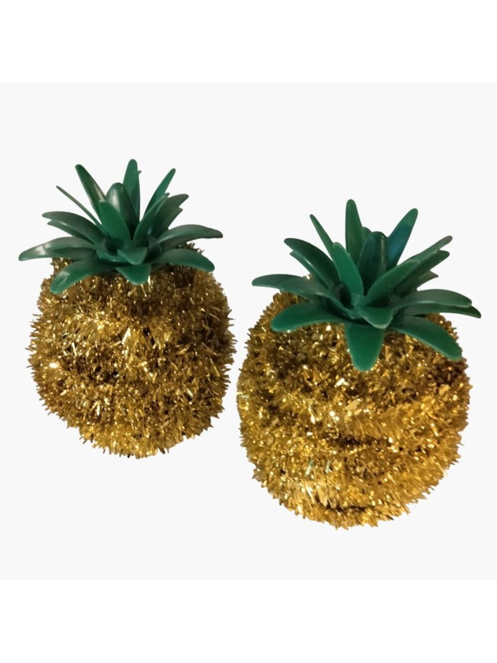 Tinsel Pineapple Decoration Gold Green Tropical Party Decoration Luau Tiki Lot 2